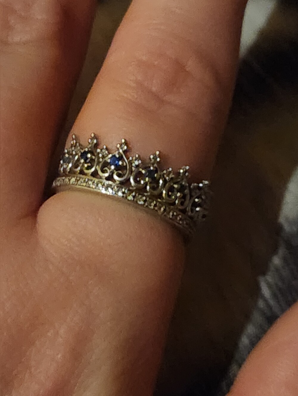 Sapphire & Sterling Crown Ring